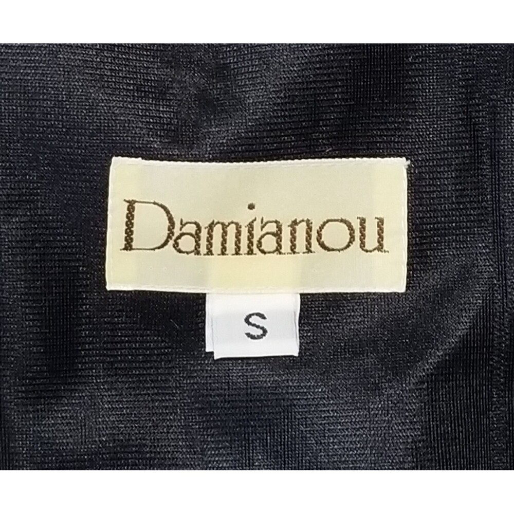 Vtg DAMIANOU Dress Gold Crochet Lace Overlay Black Sz Small Long Sparkly - Picture 3 of 10